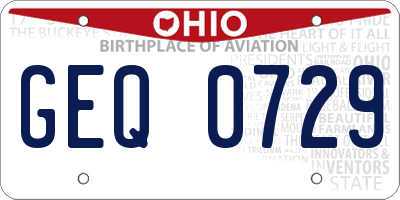 OH license plate GEQ0729