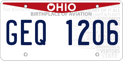 OH license plate GEQ1206