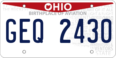 OH license plate GEQ2430