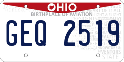 OH license plate GEQ2519