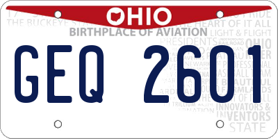 OH license plate GEQ2601