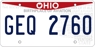 OH license plate GEQ2760