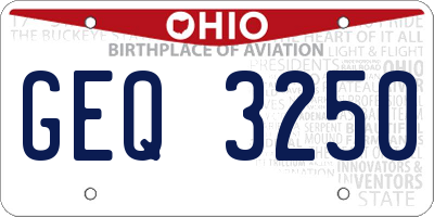OH license plate GEQ3250