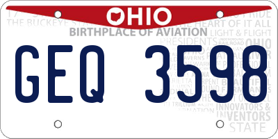 OH license plate GEQ3598