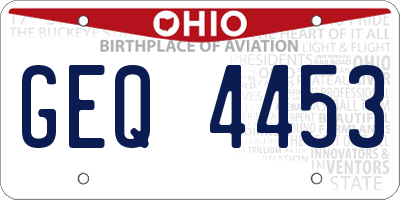 OH license plate GEQ4453