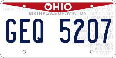 OH license plate GEQ5207
