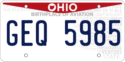 OH license plate GEQ5985