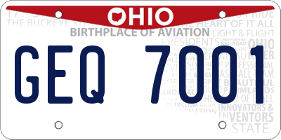 OH license plate GEQ7001