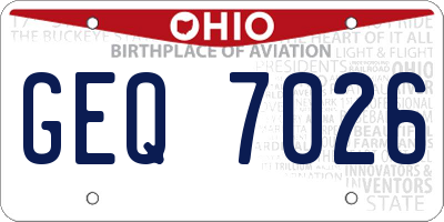 OH license plate GEQ7026