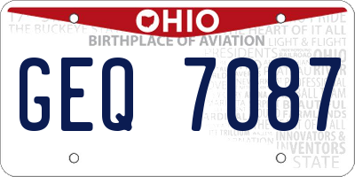 OH license plate GEQ7087