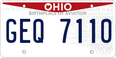 OH license plate GEQ7110