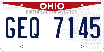 OH license plate GEQ7145