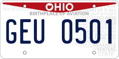 OH license plate GEU0501