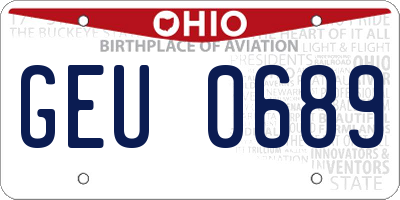 OH license plate GEU0689