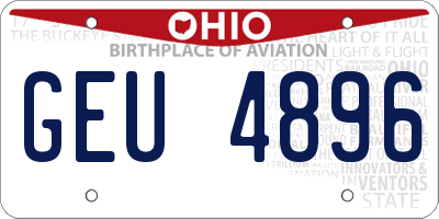 OH license plate GEU4896
