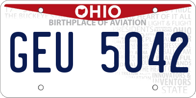 OH license plate GEU5042