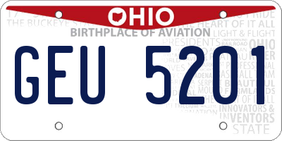 OH license plate GEU5201