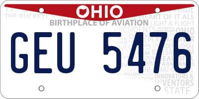 OH license plate GEU5476