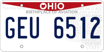 OH license plate GEU6512
