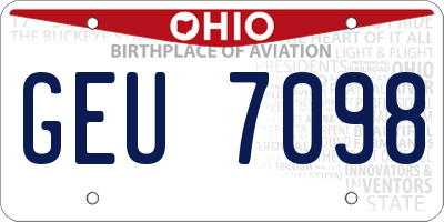 OH license plate GEU7098