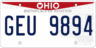 OH license plate GEU9894