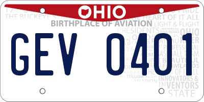 OH license plate GEV0401