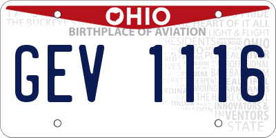 OH license plate GEV1116