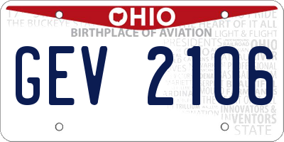 OH license plate GEV2106