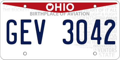OH license plate GEV3042