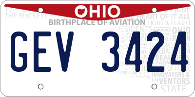 OH license plate GEV3424