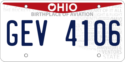 OH license plate GEV4106