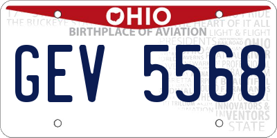 OH license plate GEV5568