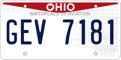 OH license plate GEV7181