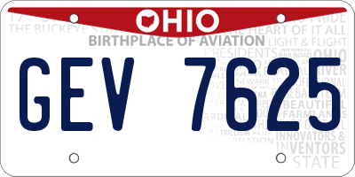 OH license plate GEV7625