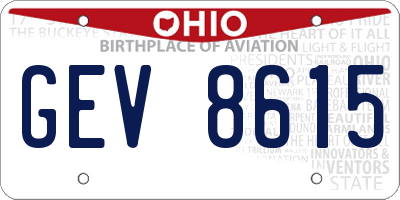 OH license plate GEV8615