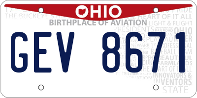 OH license plate GEV8671