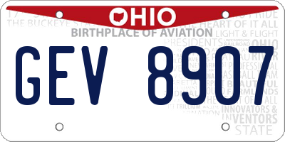 OH license plate GEV8907