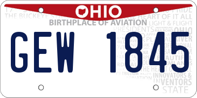 OH license plate GEW1845