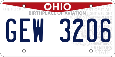 OH license plate GEW3206