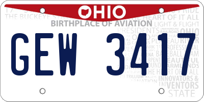 OH license plate GEW3417