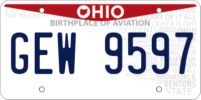 OH license plate GEW9597