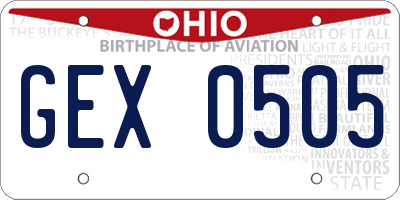 OH license plate GEX0505