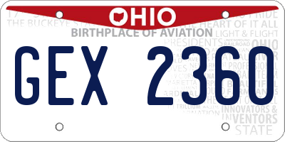 OH license plate GEX2360