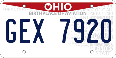 OH license plate GEX7920