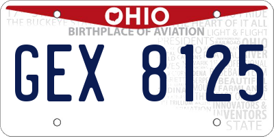 OH license plate GEX8125