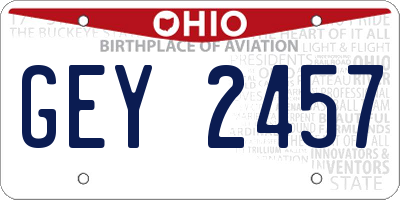 OH license plate GEY2457