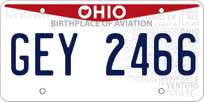 OH license plate GEY2466