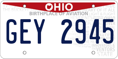 OH license plate GEY2945