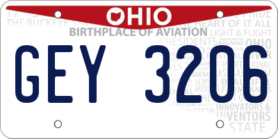 OH license plate GEY3206