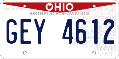 OH license plate GEY4612
